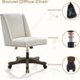 thumbnail image 6 of Armless Office Chair with Wooden Legs, Modern Adjustable Home Office Desk Chair Sewing Chair Swivel Chair for Home Office Study Studio (Beige), 6 of 9