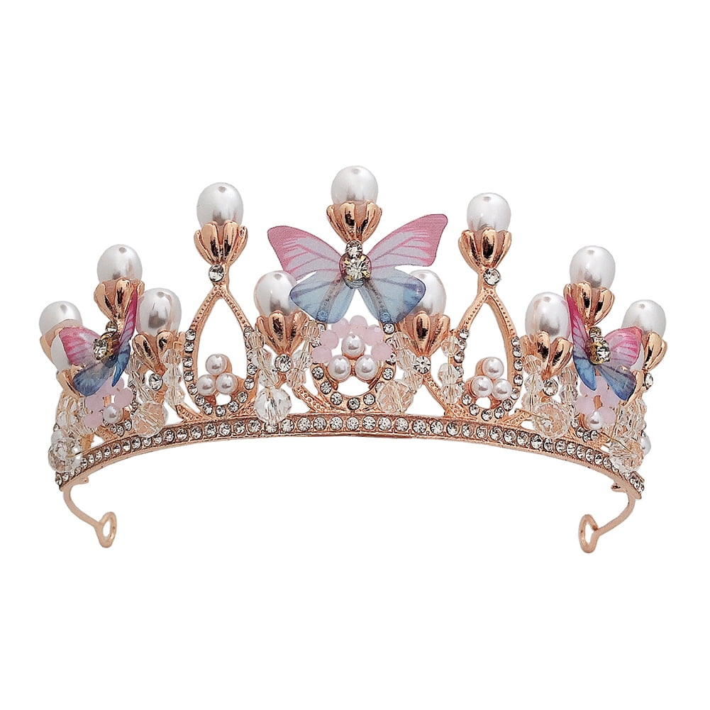 Pink Rhinestone/Crystal Tiara Hair Band Bridal Crown Headband with Earring 