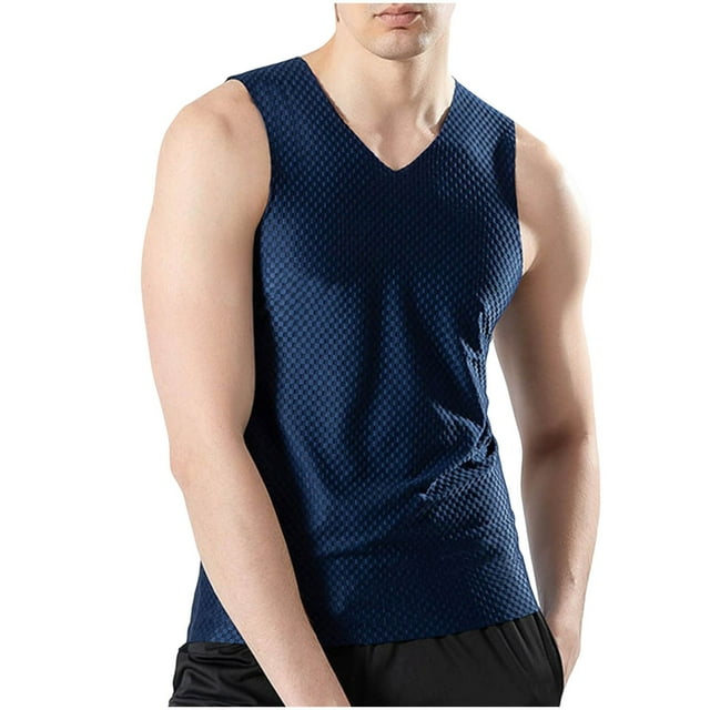 Gilet de Sport Décontracté pour Hommes Couleur Unie Extensible Sans Couture Col Rond