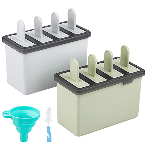 Kingleder Set of 3 Reusable Stainless Steel Popsicle Mold and Rack, BPA Free Ice Pop Maker Kit, Ice Lolly Moulds, Frozen Ice Cream Maker（Tray/molds/3 lids/50 Wooden Sticks/10 bags/Cleaning Brush 