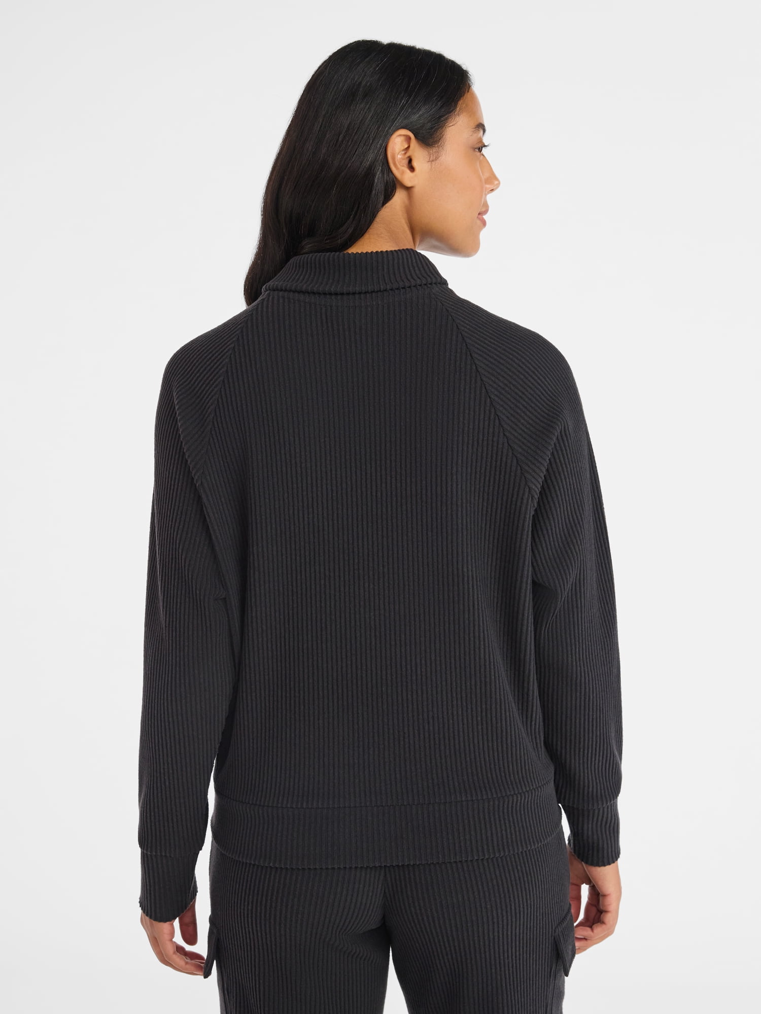 Avia Women's Corded Open Neck Polo Top with Long Sleeves, Sizes XS-3XL