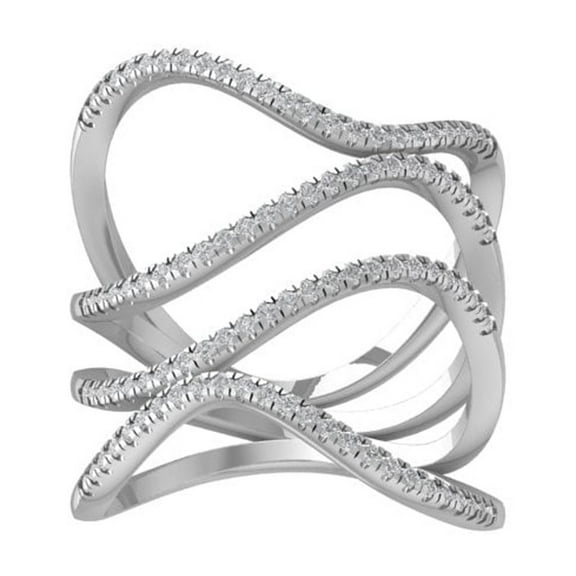 Araiya Fine Jewelry 10K White Gold Round-shape Lab Grown Diamond Fashion Band Ring ( 2/5 cttw, D-F Color, VS Clarity) Size 5