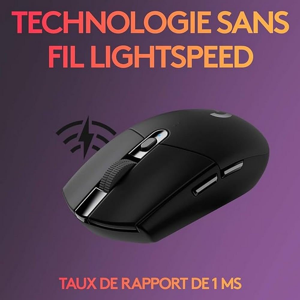 Logitech G305 Lightspeed Wireless Gaming Mouse, Hero 12K Sensor, 12,000 DPI, Lightweight, 6 Programmable Buttons, 250h Battery Life, On-Board Memory, PC/Mac - Black