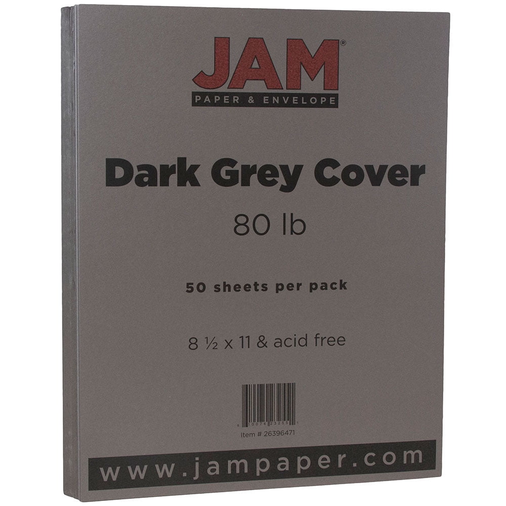 JAM Paper Matte 80lb Cardstock, 8 1/2 x 11, , Dark Gray, 50 per Pack