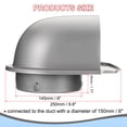 thumbnail image 2 of Cubierta de ventilación de aire de escape Uxcell de 6" para salida de pared exterior con rejilla de louver y tapa de ventilación con malla gris, 2 of 5
