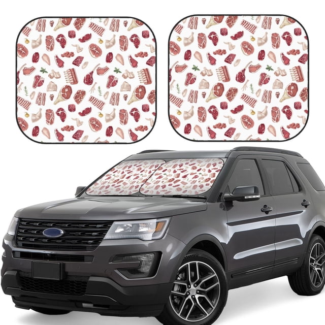 Vsdgher Different Meat Print Car Windshield Sun Shade, Reflective Sunshade Window Sunshade Sun Visor Protector Fit for Cars,Trucks,SUVs-Large