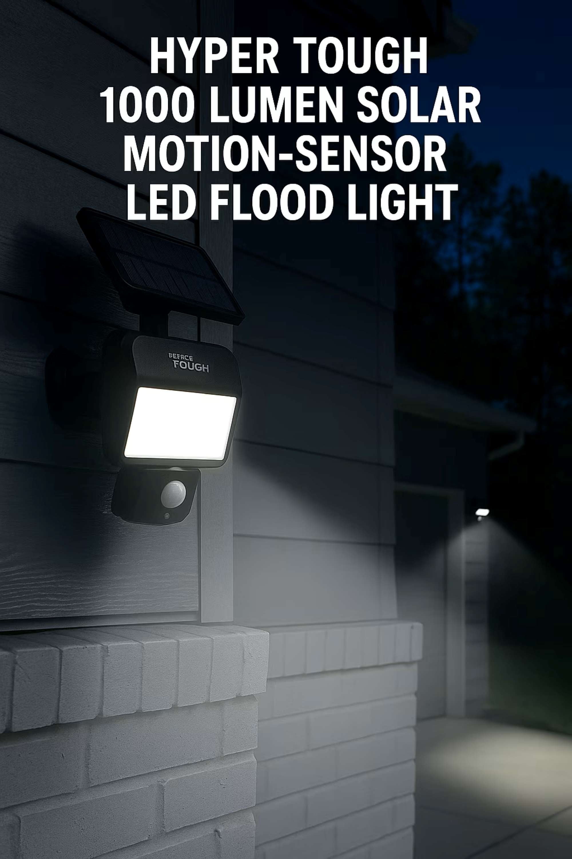 Hyper Tough 1000 Lumen Motion Sensor Flood Light, 2.34 x 8.19 x 5.85", Solar and Battery Powered