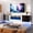 Black TV Stand + White Fireplace, variant on Easoger Floating TV Stand with 36" Electric Fireplace, Wall Mounted Fireplace Entertainment Center with Storage for TVs Up to 80", Adjustable Partition, Black/White (White TV Stand + Black Fireplace)