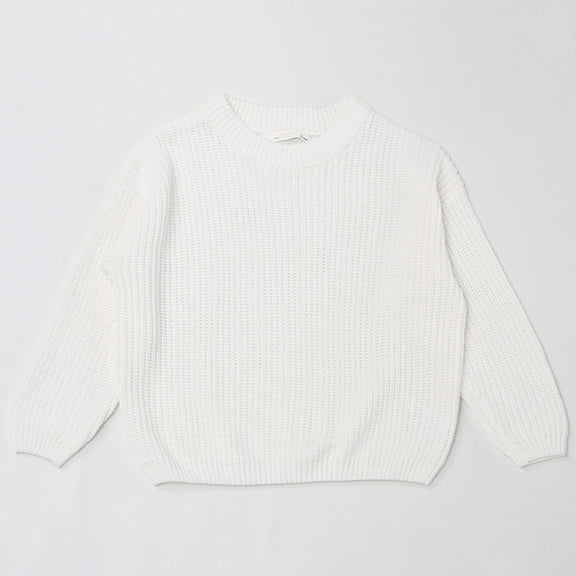 SDJMa Baby Girl Boy Oversized Knit Sweater Crewneck Pullover Sweatshirt Solid Warm Long Sleeve Tops Blouse