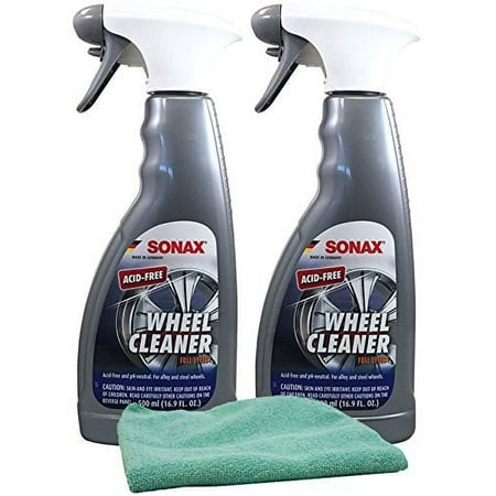 Sonax Full Effect Wheel Cleaner (16.9 oz) Bundle With Microfiber Cloth (3 Items)