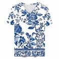 thumbnail image 5 of Craaazy Women's Summer Tops Casual Loose Fit V Neck Colorful Printed Short Sleeve Blouses Fashion 2026 Trendy Tee Shirts for Everyday Gifts, 5 of 5