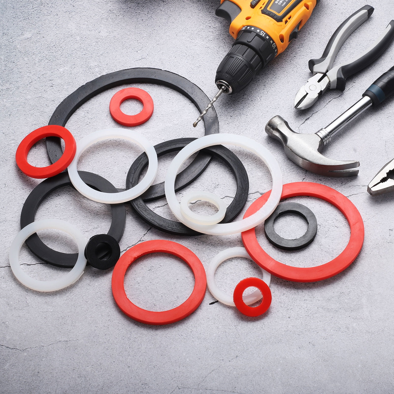 12 Pcs Solid Silicone Flat Washer DN100 4 13/16" OD x 4" ID x 1/4" Thickness Large Washers, Red