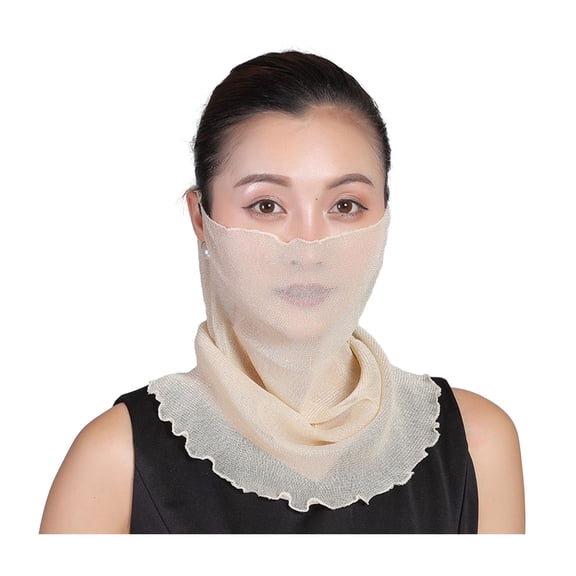Chiffon Neck Gaiter with Earloops for Women Breathable UV Sun Protection Face Bandana Scarf for Outdoor Cycling Travel