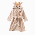 thumbnail image 3 of NOLDARES Boys Girls Robe Kids Flannel Hooded Bathrobe Sleepwear Pajamas Toddler Soft Plush Robes for Girls,Khaki,7-8 Y, 3 of 9