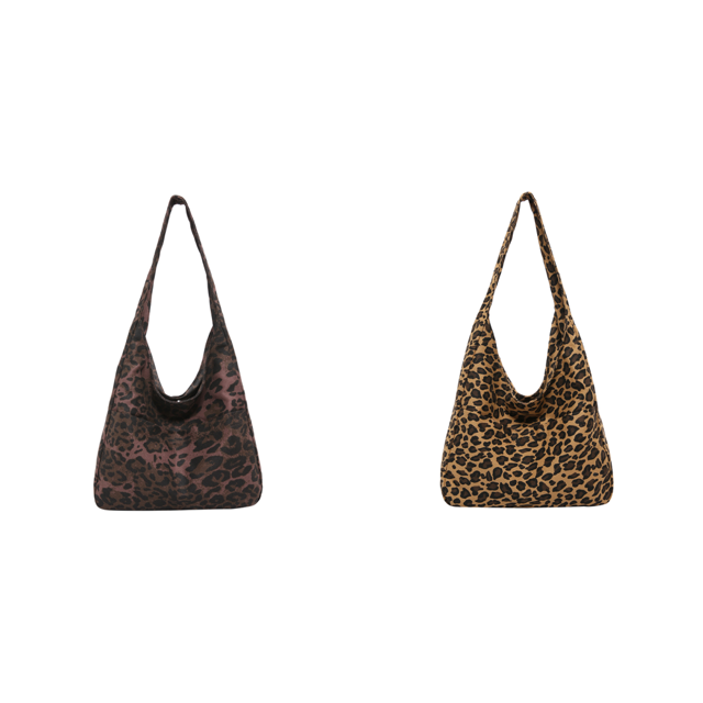 Bolso Hombro Retro Leopardo para Mujer Lona Con Múltiples Bolsillos Las Axilas (café)