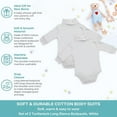 thumbnail image 5 of Spasilk Baby Boys’ Newborn Long Sleeve Turtleneck Bodysuits, 2 pack, 6-24 Months- White Bodysuits, 5 of 6