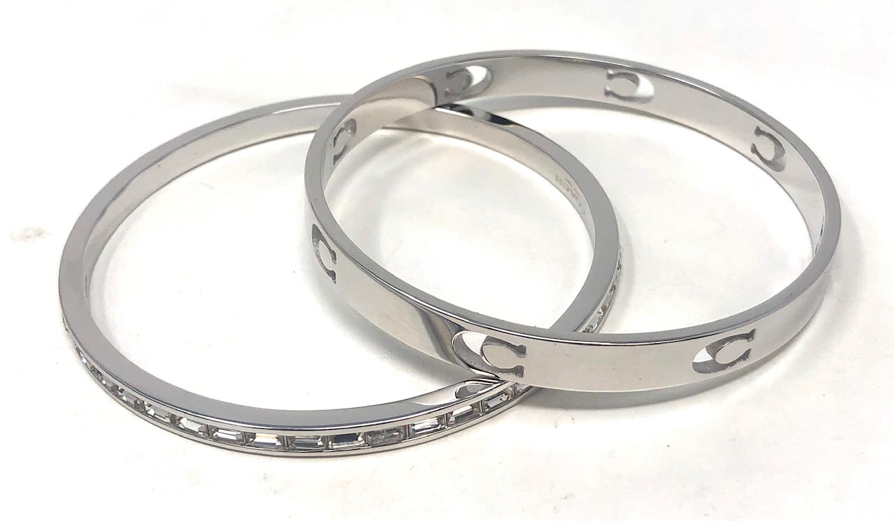 Coach Coach Women's Cut Out C Bangle Bracelet Set (Silver) Walmart