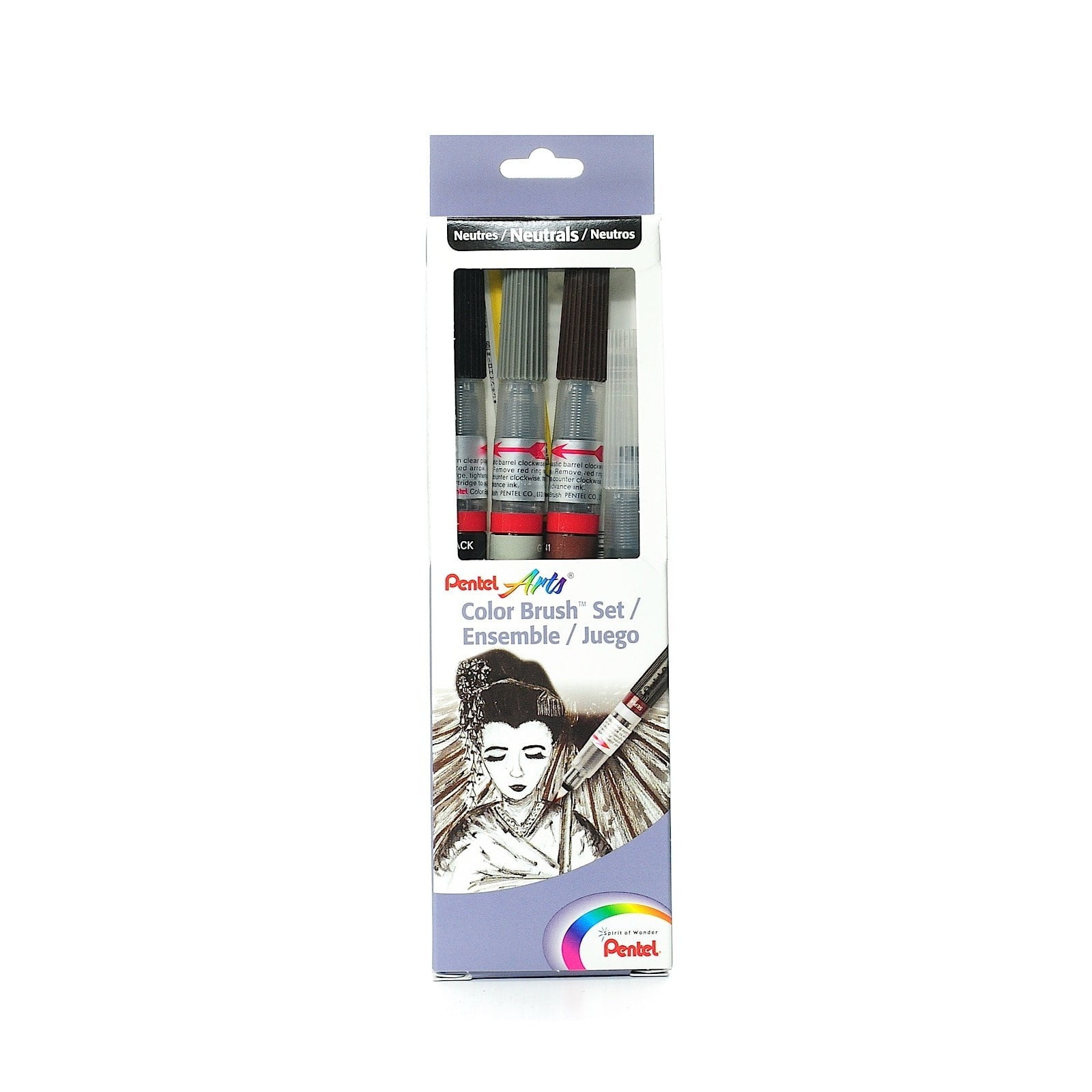 Pentel Color Brush, Gray Pen, 5/Pack (19253-Pk5)