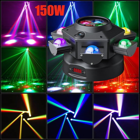 150W 6Arms 10LED Rotation Moving Head Stage Light DMX RGBW with Laser DJ Lights