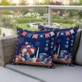 thumbnail image 4 of Independence Day Pillow Covers 2 Pack Retro Red Blue USA Flag Floral Star Dark Blue Pillowcase Waterproof Outdoor Throw Pillow Cover for Patio Garden Square Cushion 18”x18”, 4 of 9