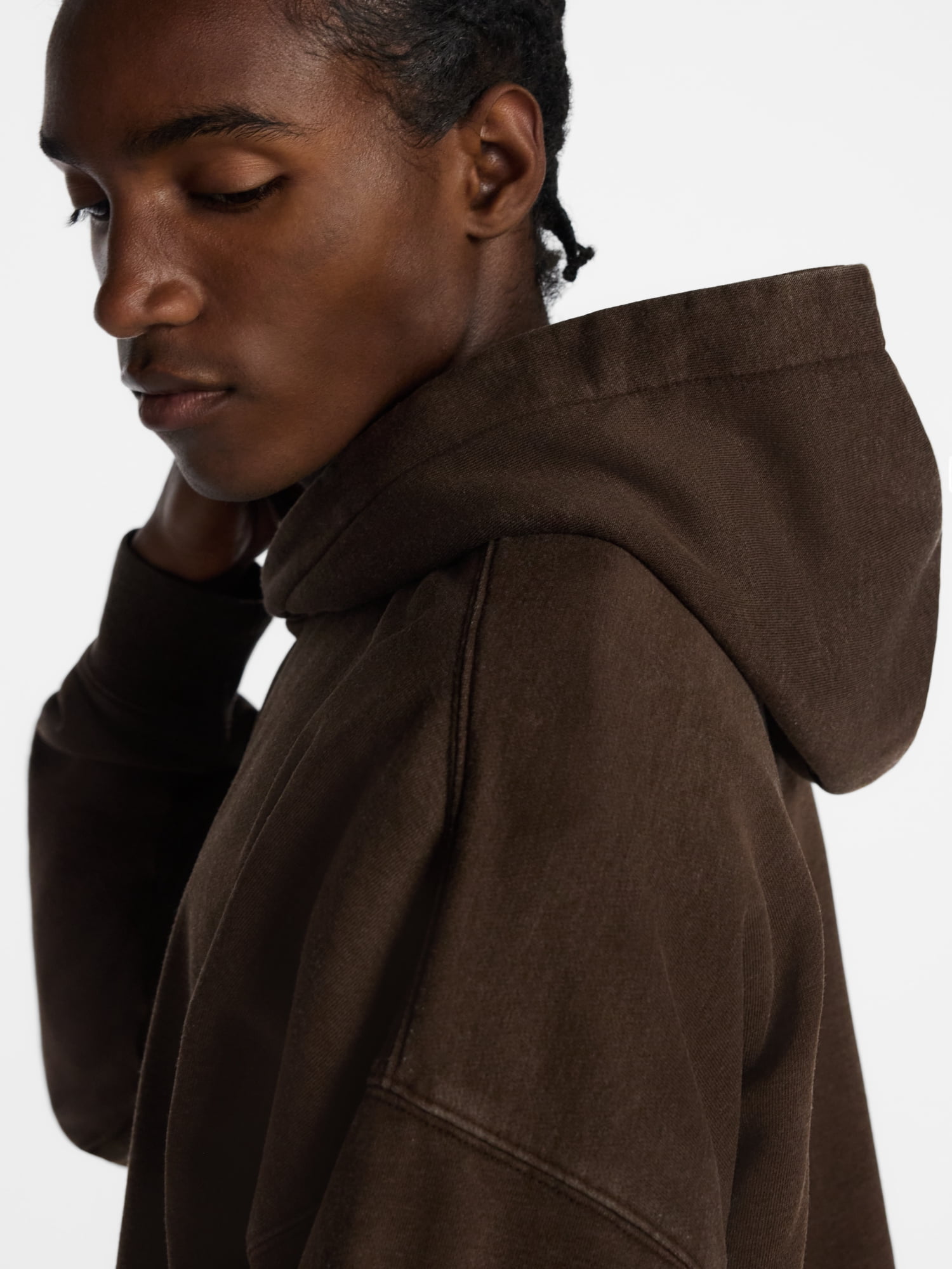 No Boundaries Boxy Fit Oversized Fleece Hoodie with Long Sleeves, Men's XS-4XLT