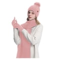 thumbnail image 1 of All Solid Color Knitted Scarf Hat Gloves Set Winter Warm Soft Comfortable Unisex Accessories Three Piece Outfit, 1 of 3