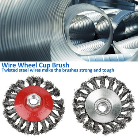 - TOPINCN 4Pcs Rotary Twist Knot Flat Cup Steel Wire Wheel Brush Set for Angle Grinder Rust Paint Removal