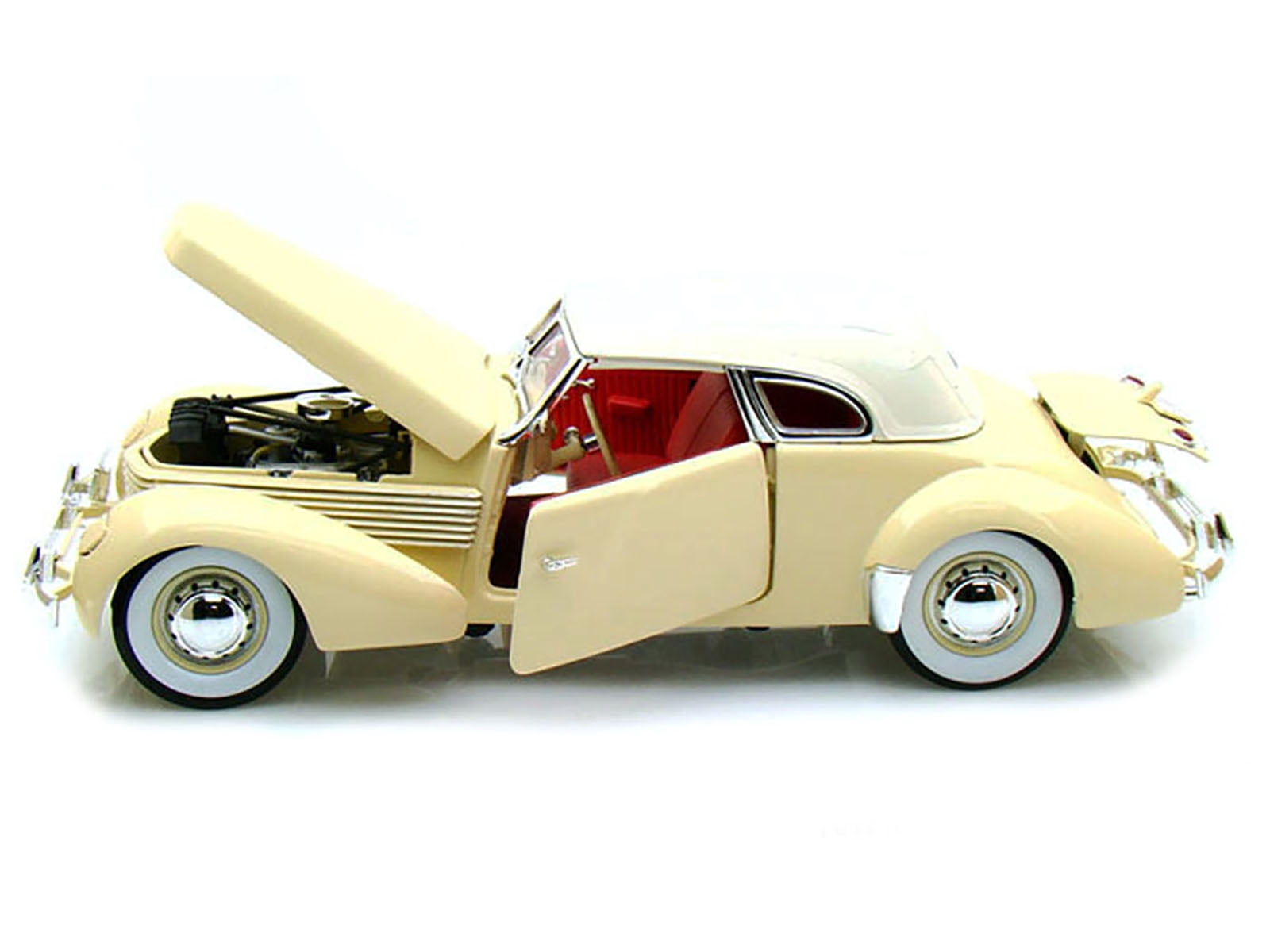 1936 Cord 810 Coupe Yellow with Cream Top and Red Interior 1/18