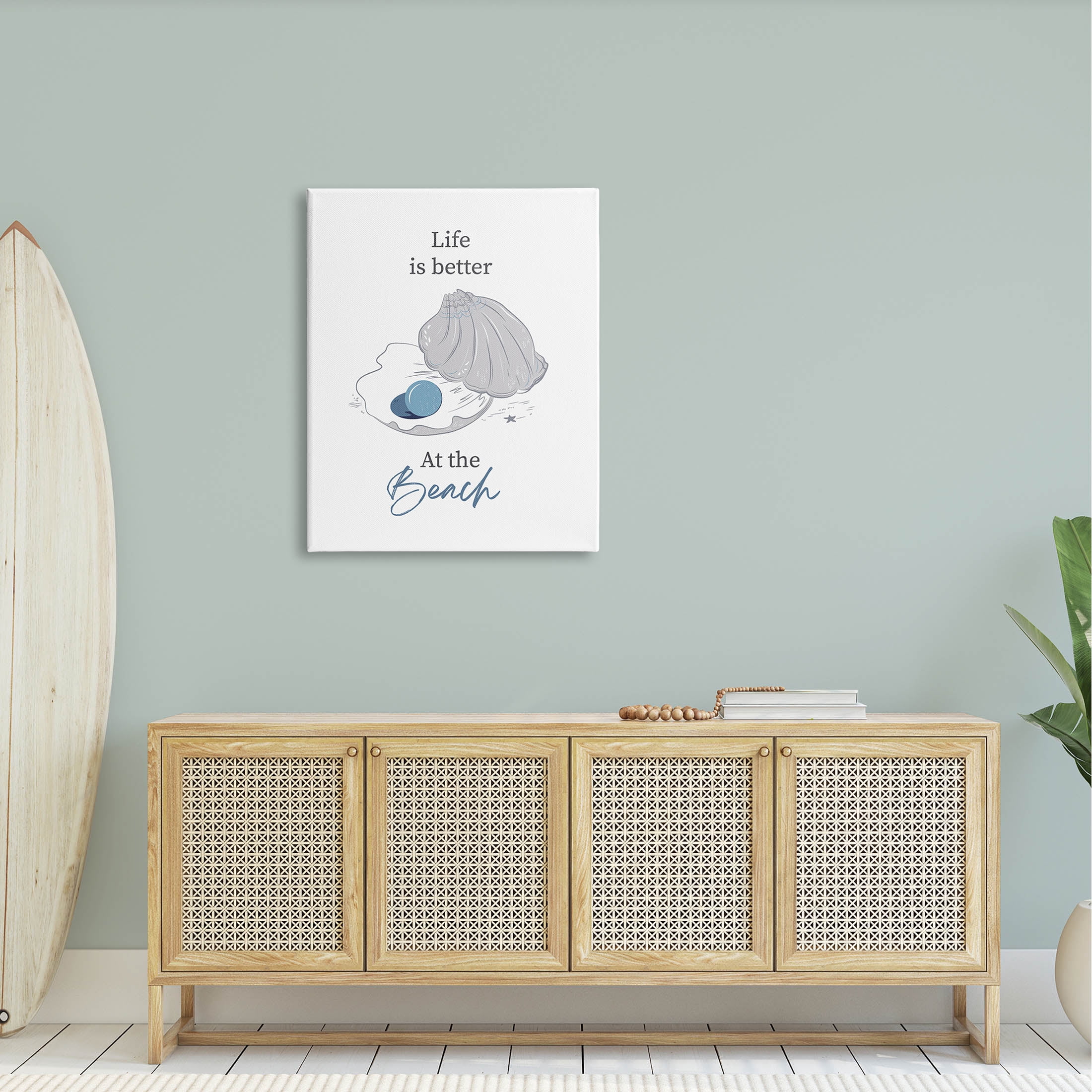 Life Better At Beach Clam Pearl Animals & Insects Graphic Art Gallery Wrapped Canvas Print Wall Art