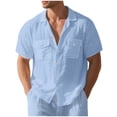 thumbnail image 4 of Awdenio Tshirts Shirts for Men Button Down Shirt Short Sleeve Casual Summer Beach Wedding Tops, 4 of 9