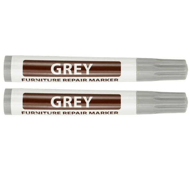 2Pcs Marcadores de muebles para retoque, Kit de reparación de muebles para arañazos en suelos de madera, agujeros en mesas, Gris