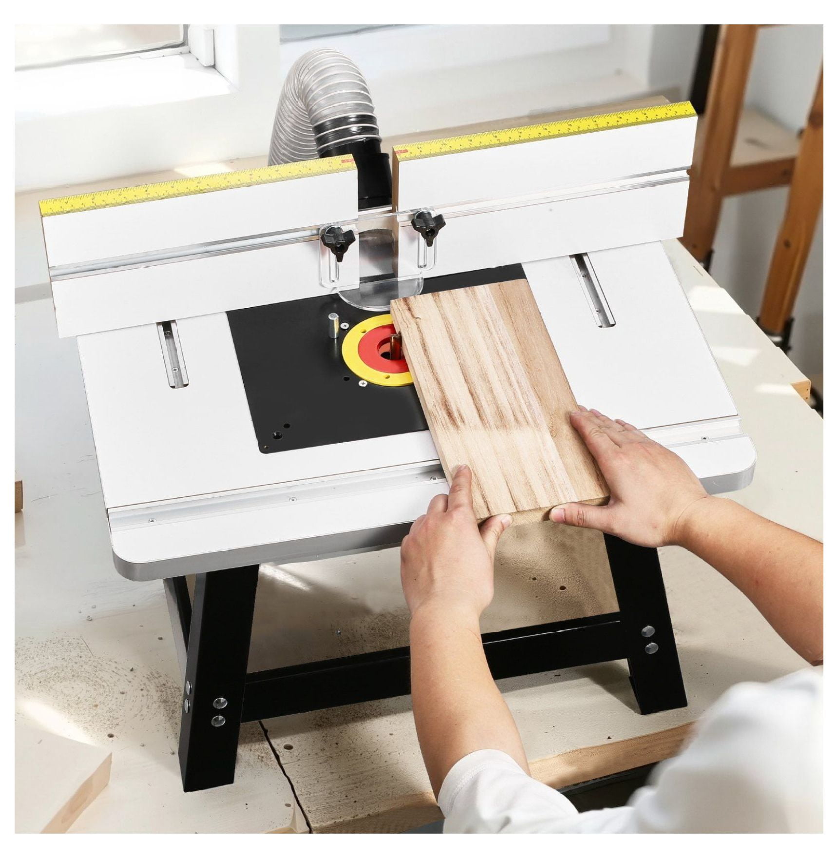 Benchtop Router Table 24x15.7in with Fence & Dust Port - Woodworking Router Table - MDF Top - Adjustable Fence - Precision Cutting