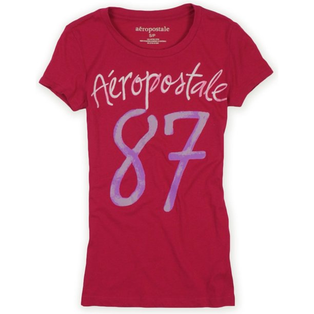 Aeropostale - Camiseta gráfica para mujer Painted 87, rosa, pequeña Aeropostale Camiseta gráfica