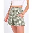 thumbnail image 6 of ANRABESS Womens Ruffle Boxer Shorts Pajama Gingham Shorts Summer Casual Lounge Sleep Plaid Beach Bottoms Pockets 2026 Trendy Army Green White Plaid XX-Large, 6 of 9