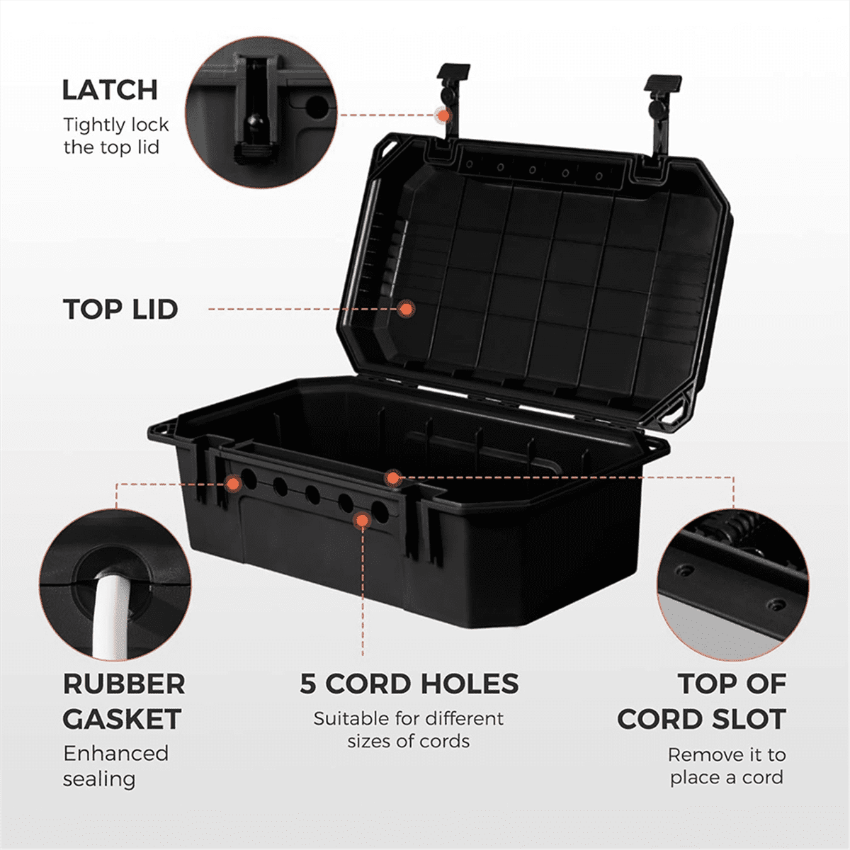 Outdoor Weatherproof Connection Box, Ip54 Water- Extension Cord Connection Box, Electrical Box to Protect Black