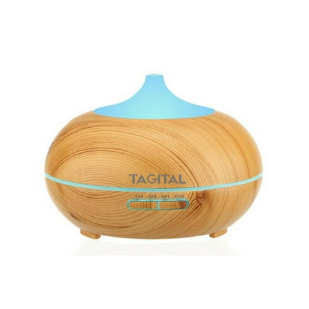 Tagital 300ml Aroma Essential Oil Diffuser, Wood Grain Ultrasonic Cool Mist Humidifier for Office Home Bedroom Living Room Study Yoga