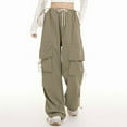 thumbnail image 2 of Hauaitttt Women Casual Sweatpants Relaxed Fit Baggy Clothes High Waist Drawstring Waist with Pockets Loose Cargo Joggers Pants Leather Pants Fancy Clothes for Teens Womens on Pants Casual Work Beach, 2 of 4