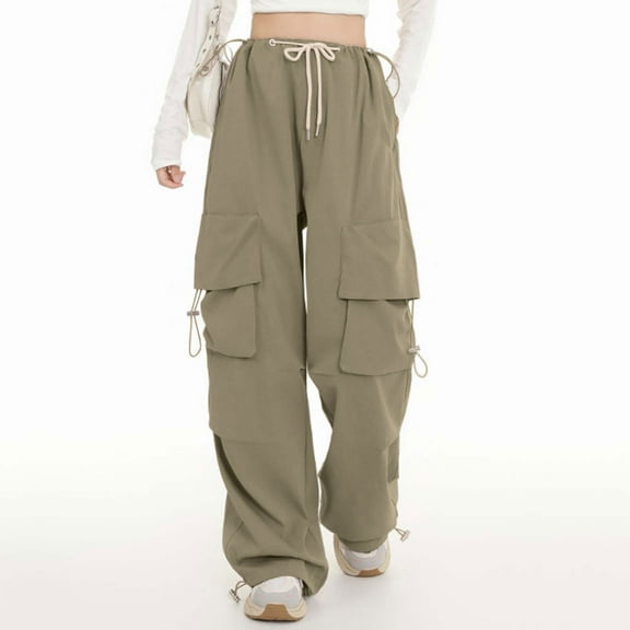 Womens Sweatpants Joggers Straight Loose with Pockets Khaki L