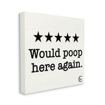 Stupell Industries Bathroom Rating Five Starts Would Poop Here Again Black and White Sign, 36 x 36,Design by Penny Lane Publishing