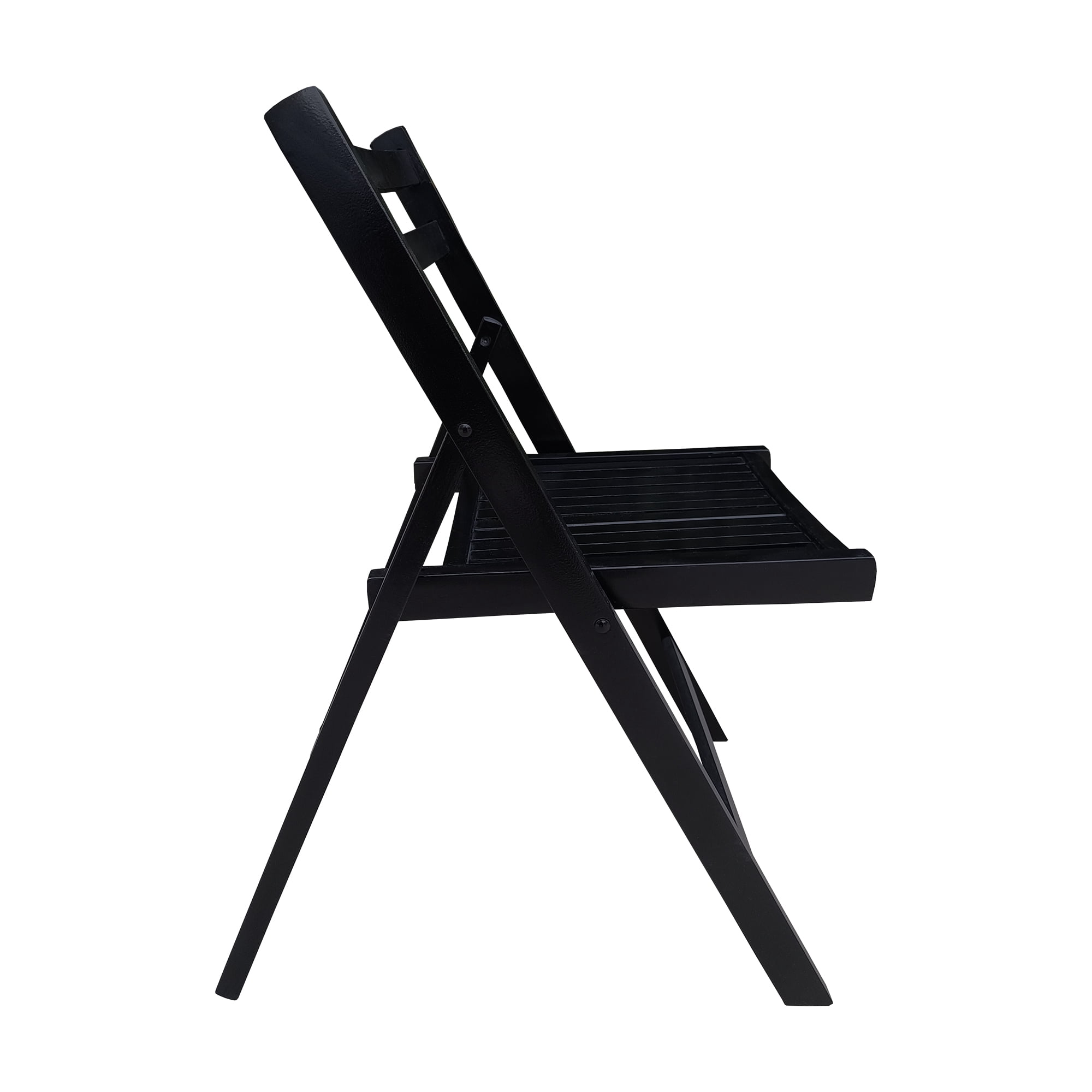 Wooden Folding Dining Chair, 4 Pack Slatted Wood Event Chair Indoor Outdoor Patio Use, Black
