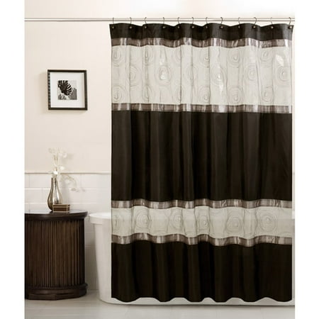 Maytex Marco Fabric Shower Curtain, Black