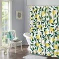 thumbnail image 2 of Lemon Shower Curtains, Allover Fruits Shower Curtain Green Leaves Plant Design Waterproof Fabric Bathroom Shower Curtain Set with 12 Hooks, Green Yellow 72"×72", 2 of 6