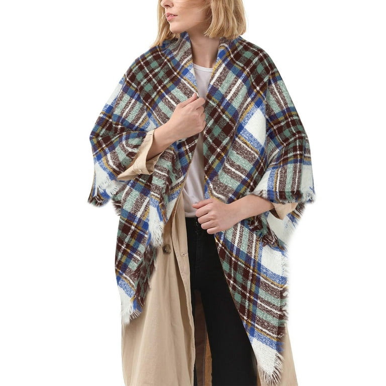 Plaid Blanket Scarf Women Big Oversized Long Scarves