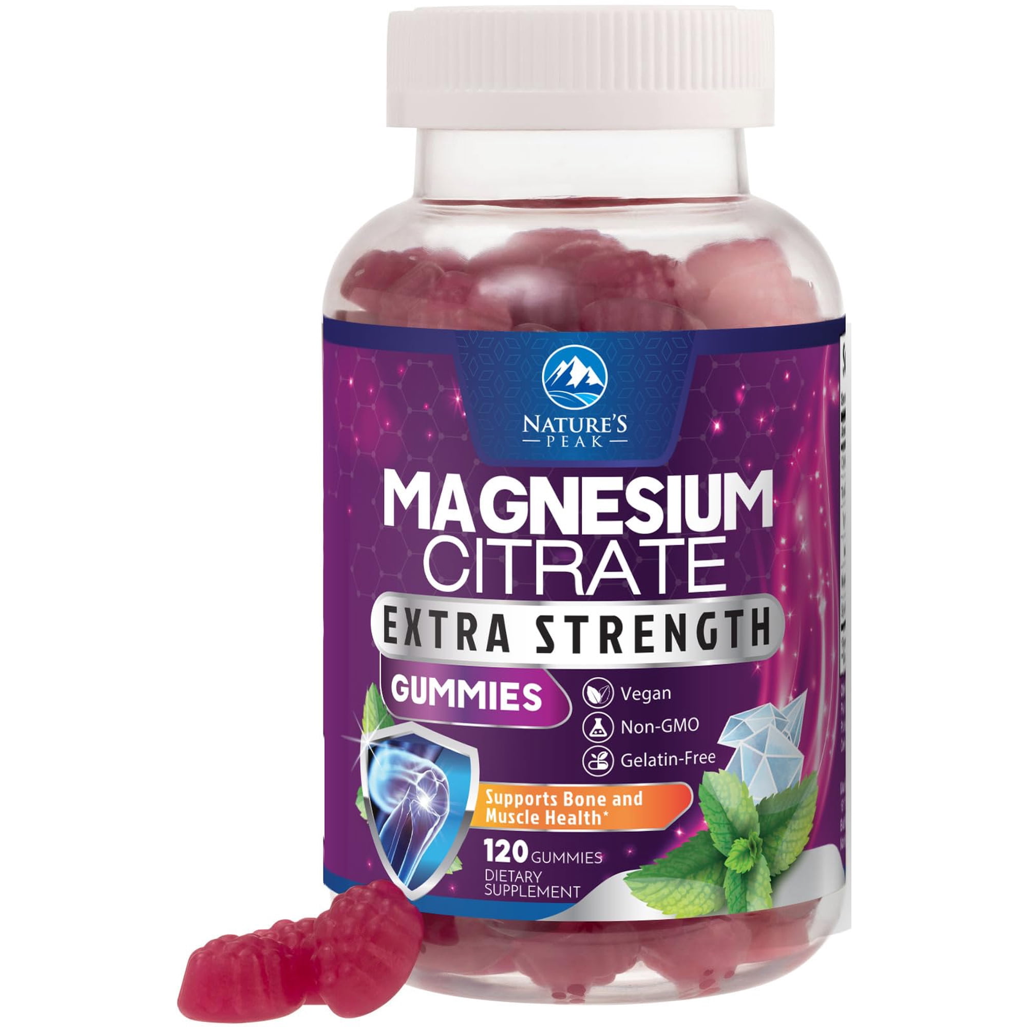 Magnesium Citrate Gummies - High Absorption Magnesium Citrate Gummy Supplement - Natural Bone, Nerve, Muscle, Calm, & Relaxation Support for Adults - Raspberry Flavor, Gluten Free, Vegan, 120 Gummies