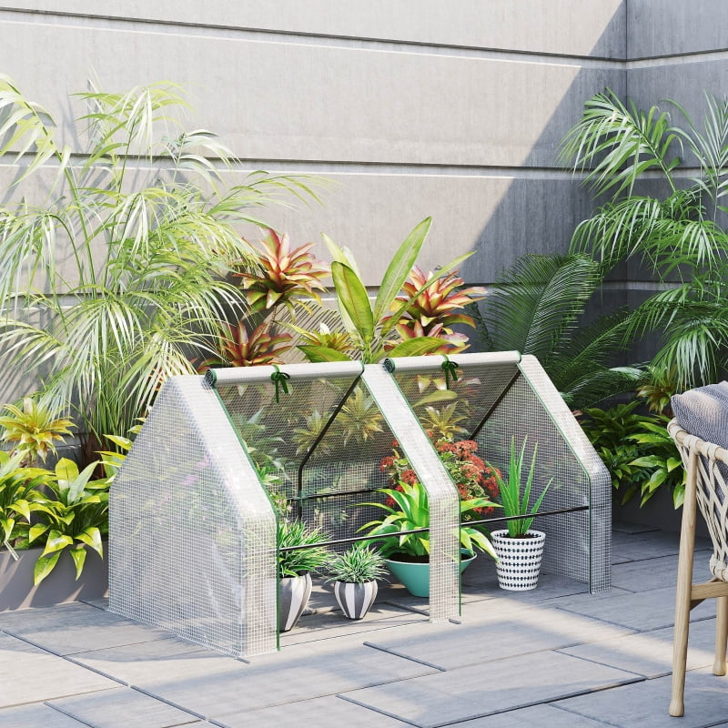 Alvantor White 5.9x3x3 ft Portable Mini Greenhouse with Large Zipper Doors, PE Cover