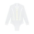 thumbnail image 3 of Nyeemya Men's Rhinestones V Neck Long Sleeve Ballet Dance Shirt Unitard Leotard Ballroom Latin Dance White M, 3 of 5