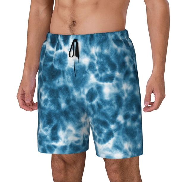 Fotbe Blue Tie Dye Traje de Baño para Hombre – Shorts de Natación de Secado Rápido con Forro y Bolsillos-Medium