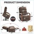 thumbnail image 4 of Recliners, Power Lift Dual Motor Infinite Position up to 350 LBS with Solid Wood Armrests, Heat & Massage | Walnut Brown | Chenille, 4 of 19