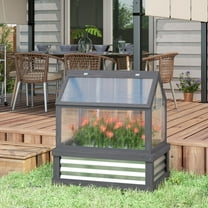 YKITRD Raised Garden Bed with Wooden Cold Frame, Natural