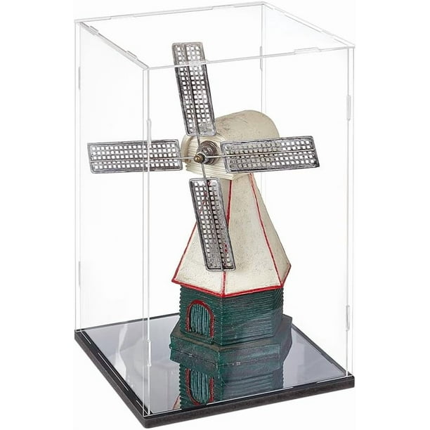 Vitrina transparente con espejo de 8,46 x 8,46 x 14,1 pulgadas. Exhibidor protector. Cajas transparentes para maquetas coleccionables.